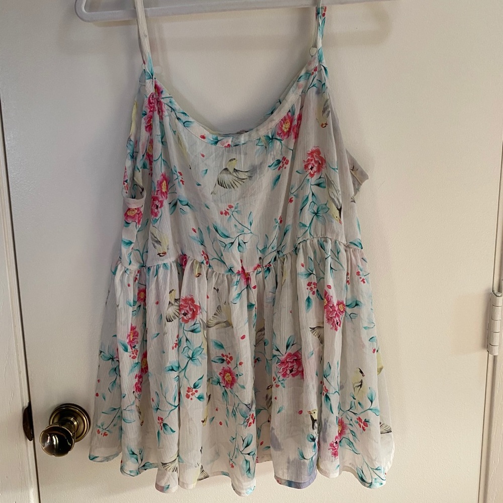 Sheer bird tank top